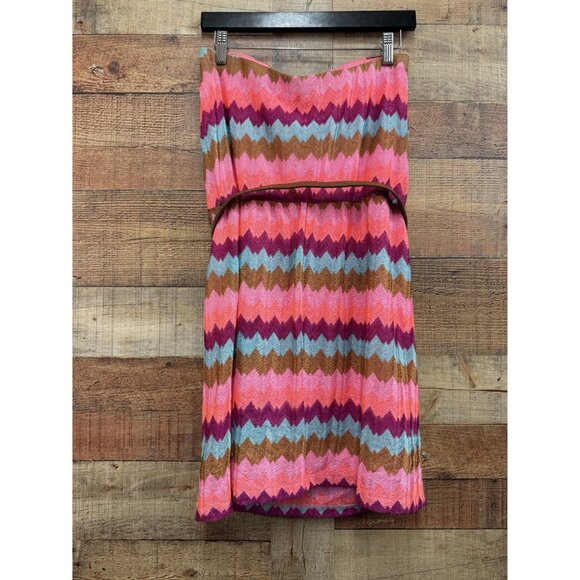Love Reign Strapless Dress Vibrant Chevron Size Large - Picture 3 of 7